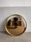 Mid-Century Modern Italian Round Gold Mirror With Gilt Frame and Wooden Details 1