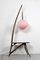 Mid-Century Modern Style Pink Floor Lamp and American Nut Table, Image 1