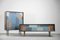 Mid-Century Modern Scandinavian Hand-Painted Birch Cabinet & Sideboard, 1960s, Set of 2 1