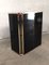 Hollywood Regency Style Belgian Black Mirror Glass & Brass Highboard Buffet, 1980s 10