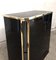 Hollywood Regency Style Belgian Black Mirror Glass & Brass Highboard Buffet, 1980s 20