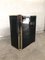 Hollywood Regency Style Belgian Black Mirror Glass & Brass Highboard Buffet, 1980s 22