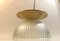 Scandinavian Fluted Glass and Brass Ceiling Lamp, 1970s, Image 1