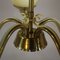 Brass Chandelier with Opaline Glass Shades by Bent Karlby for Lyfa, 1950s 2