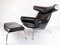 Model EJ 100 Ox Chair in Black Leather by Hans J. Wegner, Image 10