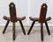 Mid-Century Spanish Leather and Wood Chairs, Set of 2 2