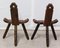 Mid-Century Spanish Leather and Wood Chairs, Set of 2, Image 2