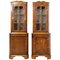 French Mid-Century Yew Wood Showcase Cabinets, Set of 2 1