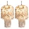 Large Torciglione Brass White Spiral Murano Glass Chandeliers, 1960, Set of 2 1