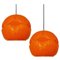 Geometrical Cast Opaque Orange Glass Fixture from Peill & Putzler, Set of 2 1