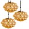 Amber Bubble Glass Pendant Light by Helena Tynell, 1960s, Set of 6 10