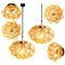 Amber Bubble Glass Pendant Light by Helena Tynell, 1960s, Set of 6, Image 1