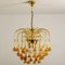 Venini Style Chandelier with Murano Burned Orange Glass Flowers, 1960s 10