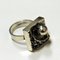 Brutalistischer quadratischer silberner Vintage Ring, 1970er 5