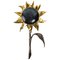 Wrought Iron Sunflower Wall Lamp, 1970s 1