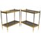 Tables en Bronze et Cuir, 1960s, Set de 2 1