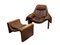 P60 Leather Armchair and Footstool by Vittorio Introini for Saporiti, Italy, 1960s, Set of 2 4