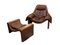 P60 Leather Armchair and Footstool by Vittorio Introini for Saporiti, Italy, 1960s, Set of 2, Image 4