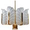 Glass Leave Brass Chandelier by Carl Fagerlund for Orrefors, Image 1
