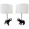 Black Patinated Bronze Elephant Lamps, Set of 2 1