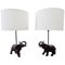 Black Patinated Bronze Elephant Lamps, Set of 2, Image 1