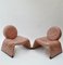 Pink Leather Lounge Chairs, 1970s, Set of 2 8