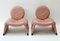Pink Leather Lounge Chairs, 1970s, Set of 2 2