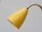 Lámpara de mesa Mid-Century ajustable de latón con pantalla de metal amarillo, Imagen 4