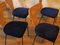 Italian Rattan, Black Metal & Blue Velvet Dining Chairs, 1950s, Set of 4, Image 2