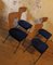 Italienische Esszimmerstühle aus Rattan, schwarzem Metall & blauem Samt, 1950er, 4er Set 5