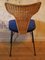 Italian Rattan, Black Metal & Blue Velvet Dining Chairs, 1950s, Set of 4, Image 7