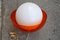Pop Art Orange White Ball Table Lamp from Guzzini, 1960s 3