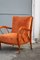 Italian Orange Velvet & Cherry Lounge Chairs by Paolo Buffa, 1950s, Set of 2 11