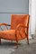 Italian Orange Velvet & Cherry Lounge Chairs by Paolo Buffa, 1950s, Set of 2, Image 11
