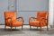Italian Orange Velvet & Cherry Lounge Chairs by Paolo Buffa, 1950s, Set of 2 1