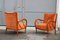 Italian Orange Velvet & Cherry Lounge Chairs by Paolo Buffa, 1950s, Set of 2 13