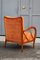 Italian Orange Velvet & Cherry Lounge Chairs by Paolo Buffa, 1950s, Set of 2 12