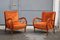 Italian Orange Velvet & Cherry Lounge Chairs by Paolo Buffa, 1950s, Set of 2 15
