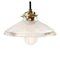 Mid-Century Industrial Holophane Glass Ceiling Lamp, Image 1