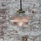 Industrielle Mid-Century Holophane Glas Deckenlampe 4