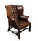 Georgian Style Brown Buttoned Leather Wing Chair, 1960s 2