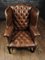 Georgian Style Brown Buttoned Leather Wing Chair, 1960s 3