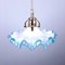 Vintage Small Blue and White Glass Pendant Lamp, Italy, 1950s 1