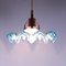 Vintage Small Blue and White Glass Pendant Lamp, Italy, 1950s 2