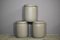 Gray Leatherette Ottomans, 1980s, Set of 3, Image 1