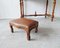 Small Mid-Century Ottoman with Brown Artificial Leather 3