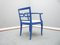 Antique Blue & Leather Chairs, 1920s, Set of 3 5