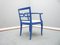 Antique Blue & Leather Chairs, 1920s, Set of 3, Image 5