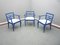 Antique Blue & Leather Chairs, 1920s, Set of 3, Image 2