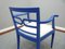 Antique Blue & Leather Chairs, 1920s, Set of 3 8
